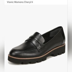 Vionic Black Leather Loafers with Chunky Sole wide